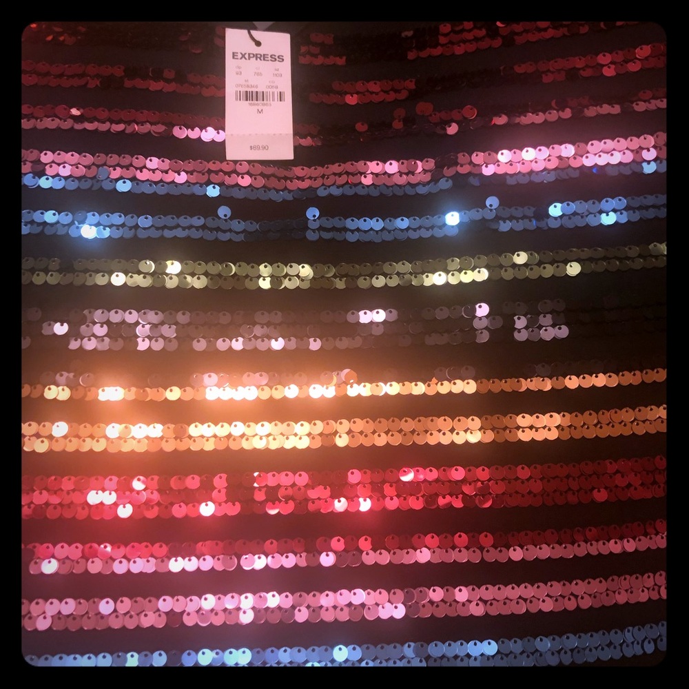 Express black sequin mini skirt